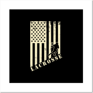 Lacrosse Usa American Flag Posters and Art